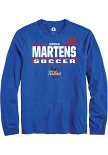 Jordan Martens Tulsa Golden Hurricane Blue NIL Stacked Box Long Sleeve Player T Shirt