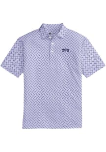 Onward Reserve TCU Horned Frogs Mens Purple Tile Print Short Sleeve Fashion Polo