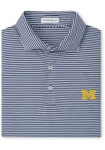 Peter Millar Michigan Wolverines Mens Navy Blue Calvert Short Sleeve Fashion Polo