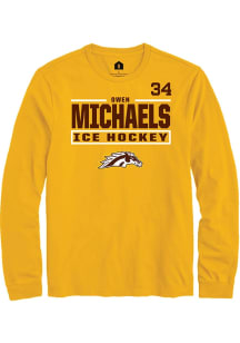 Owen Michaels  Western Michigan Broncos Gold Rally NIL Stacked Box Long Sleeve T Shirt