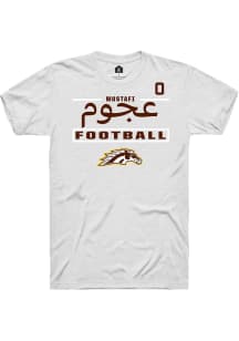 Mustafi Al-Gawari Western Michigan Broncos White Football NIL Stacked Box Short Sleeve Player T Sh..