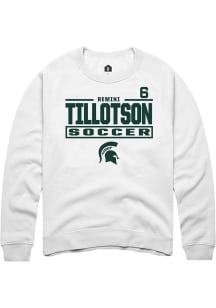 Remini Tillotson Michigan State Spartans Mens White NIL Stacked Box Player Crew