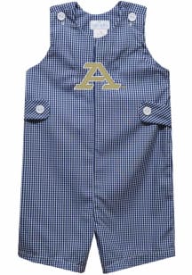 Vive La Fete Akron Zips Toddler Navy Blue Gingham Overalls