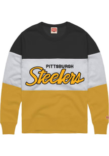 Homage Pittsburgh Steelers Mens Gold Stripe Long Sleeve Fashion Sweatshirt