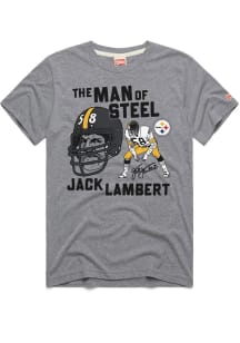 Jack Lambert Pittsburgh Steelers Grey Signature Short Sleeve Fashion Player T Shirt