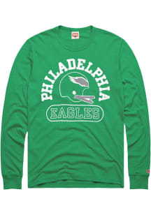 Homage Philadelphia Eagles Kelly Green Throwback Helmet Long Sleeve Fashion T Shirt