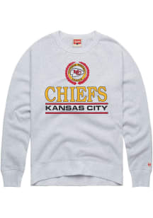 Homage Kansas City Chiefs Mens Ash Collegiate Crest Long Sleeve Fashion Sweatshirt