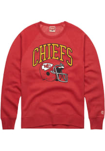 Homage Kansas City Chiefs Mens Red Arch Over Helmet Long Sleeve Fashion Sweatshirt