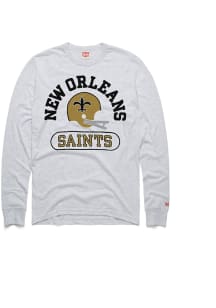 Homage New Orleans Saints Ash Throwback Helmet Long Sleeve Fashion T Shirt