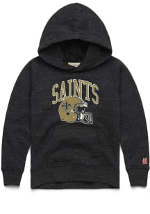 Homage New Orleans Saints Toddler Black Arched Logo Helmet Long Sleeve Hooded Sweatshirt