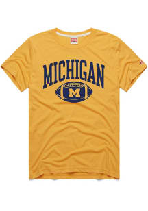 Homage Michigan Wolverines Gold Football Short Sleeve Fashion T Shirt