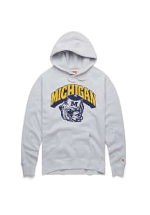 Homage Michigan Wolverines Mens Grey Heather Arch Retro Mascot Fashion Hood