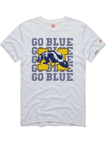 Homage Michigan Wolverines Grey Go Blue Retro Short Sleeve Fashion T Shirt