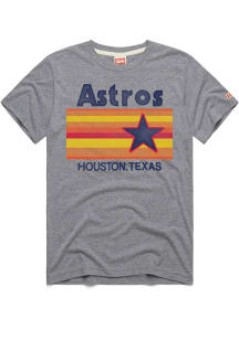 Homage Houston Astros Grey Rainbow Logo Short Sleeve Fashion T Shirt