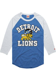 Homage Detroit Lions Blue Retro Arch Long Sleeve Fashion T Shirt