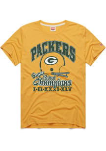 Homage Green Bay Packers Gold 4 Time Super Bowl Champions Short Sleeve Fashion T Shirt