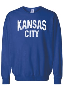 Summit Sportswear Kansas City Mens Blue Wordmark Long Sleeve Crew Sweatshirt