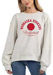 Nebraska Cornhuskers Womens Ash Game Point Crew Sweatshirt