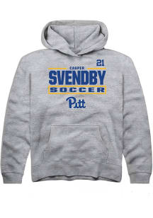 Casper Svendby Rally Pitt Panthers Youth NIL Stacked Box Long Sleeve Player Hoodie Grey