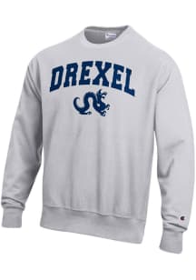 Champion Drexel Dragons Mens Silver Vault Dragon Reverse Weave Long Sleeve Crew Sweatshirt