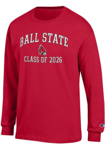 Champion Ball State Cardinals Red Primary Class of 2026 Jersey Long Sleeve T Shirt