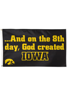 Iowa Hawkeyes God Created Iowa 3x5 Silk Screen Grommet Flag - Black