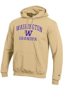 Champion Washington Huskies Mens Gold Grandpa Powerblend Long Sleeve Hoodie