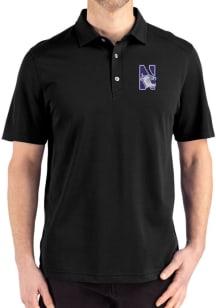 Cutter and Buck Northwestern Wildcats Black Advantage Refresh Pique Big and Tall Polo