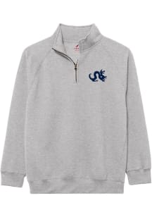 Drexel Dragons Mens Grey Essentials Embroidery Long Sleeve Qtr Zip Pullover