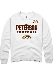 Will Peterson Western Michigan Broncos Mens White Football NIL Stacked Box Player Crew