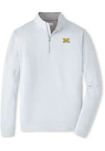 Peter Millar Michigan Wolverines Mens Grey Perth Long Sleeve Qtr Zip Pullover