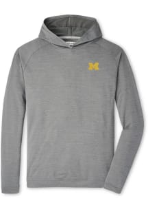 Peter Millar Michigan Wolverines Mens Grey Pine Melange Long Sleeve Hoodie