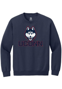 Summit Sportswear UConn Huskies Mens Navy Blue Primary Logo Long Sleeve Crew Sweatshirt