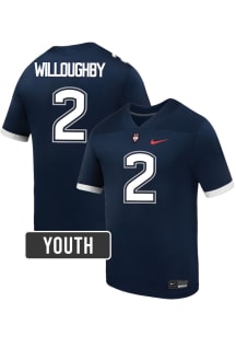 Jediyah Willoughby UConn Huskies Youth Navy Blue Nike NIL Name And Number Football Jersey
