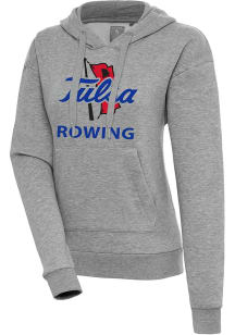 Antigua Tulsa Golden Hurricane Womens Grey Heather Rowing  Victory Hooded Sweatshirt