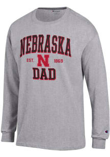 Champion Nebraska Cornhuskers Grey Est Date Dad Jersey Long Sleeve T Shirt