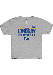 mason lindsay Pitt Panthers Youth Grey NIL Stacked Box Player Tee