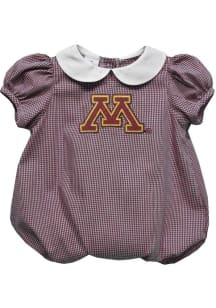 Vive La Fete Minnesota Golden Gophers Baby Maroon Gingham Collar Short Sleeve One Piece