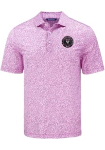 Cutter and Buck Inter Miami CF Mens Pink Pike Flora Short Sleeve Polo