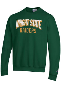 Champion Wright State Raiders Mens Green Arch Name Long Sleeve Crew Sweatshirt