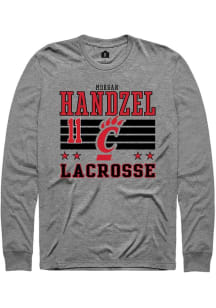 Morgan Handzel Cincinnati Bearcats Grey NIL Striped Long Sleeve Player T Shirt
