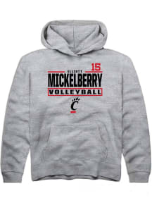 Elliott Mickelberry Rally Cincinnati Bearcats Youth NIL Stacked Box Long Sleeve Player Hoodie Grey