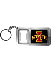Iowa State Cyclones Flashlight Bottle Opener Keychain - Silver