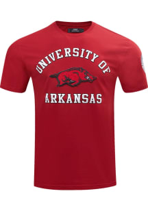 Pro Standard Arkansas Razorbacks Cardinal Stacked Logo Short Sleeve Fashion T Shirt