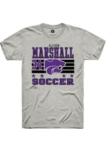 Allison Marshall K-State Wildcats Ash NIL Striped Short Sleeve Player T Shirt