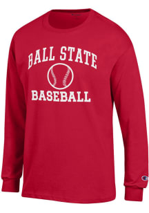Champion Ball State Cardinals Red Baseball Icon Jersey Long Sleeve T Shirt