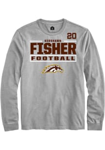 Kershawn Fisher Western Michigan Broncos Grey Football NIL Stacked Box Long Sleeve Player T Shirt