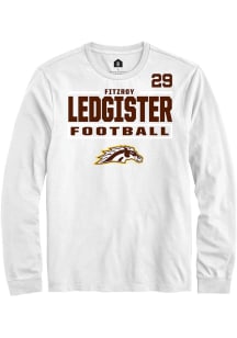 Fitzroy Ledgister Western Michigan Broncos White Football NIL Stacked Box Long Sleeve Player T Shi..