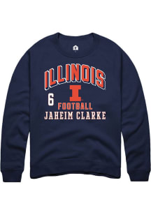 Jaheim Clarke Illinois Fighting Illini Mens Navy Blue Football NIL Arch Logo Player Crew