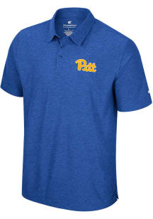 Colosseum Pitt Panthers Mens Blue Team Logo Short Sleeve Polo